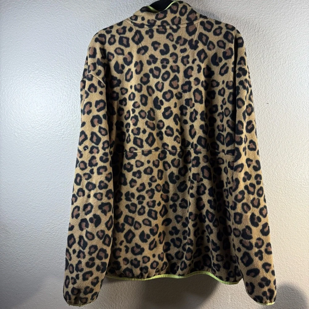 Urban Outfitters Leopard Print polar Fleece Pullover with Neon Accents SZ:L